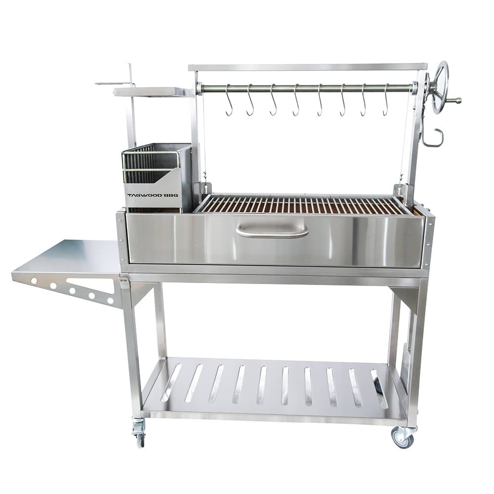 Santa Maria Style Stainless Steel Charcoal Grill with Smoker
