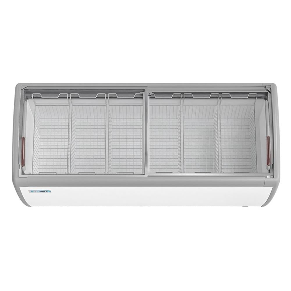 Pemberly Row 71" Stainless Steel Commercial Ice Cream Display Freezer in White