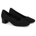 thumbnail image 3 of JENN ARDOR Low Chunky Heels Dress Shoes for Women Comfortable Knit Block Heeled Pumps Square Closed Toe Dressy Casual Wedding Party Prom Office Work Slip on Shoes, 3 of 6