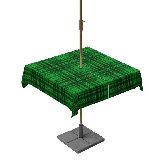 Outdoor Tablecloth with Umbrella Hole and Zipper Green Buffalo Checked Plaid Square Tablecloths 54x54 Inch Waterproof Table Cloths Gingham Lines Patio Table Cover for Outdoor Tables BBQS Party Decor