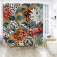 thumbnail image 4 of Bohemian Floral Shower Curtain (72" x 72"), Retro Colorful Boho Flowers Bathroom Curtain Vintage Bathtub Home Decor Waterproof Fabric Machine Washable with 12 Hooks, 4 of 6