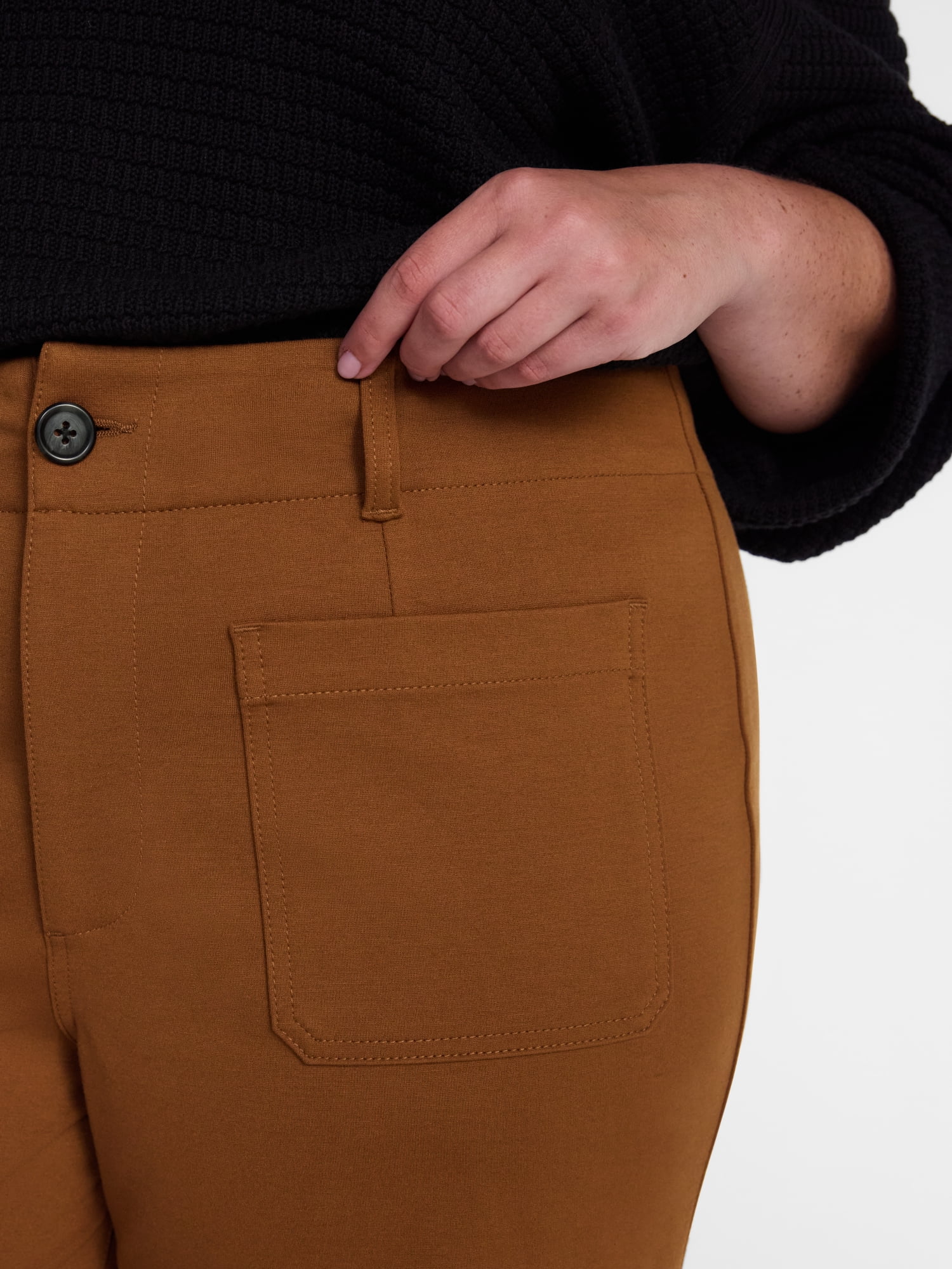 Terra & Sky Women’s Plus Cropped Wide Leg Ponte Pants, 26” Inseam, Sizes 16W-26W