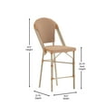 thumbnail image 5 of Merrick Lane Set of Two Indoor/Outdoor Stacking French Bistro Counter Stools with Natural and White Patterned Seats and Backs & Light Natural Metal Frames, 5 of 12