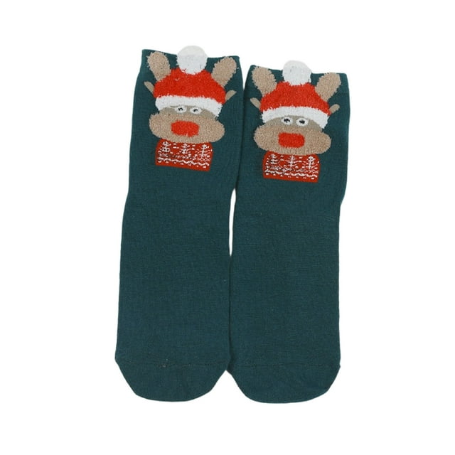 Funny Christmas Socks A Pair of Socks Christmas Socks Cute Cartoons Christmas Socks Mid Socks Suitable for Keeping Warm In Autumns And Winter Red Christmas Socks