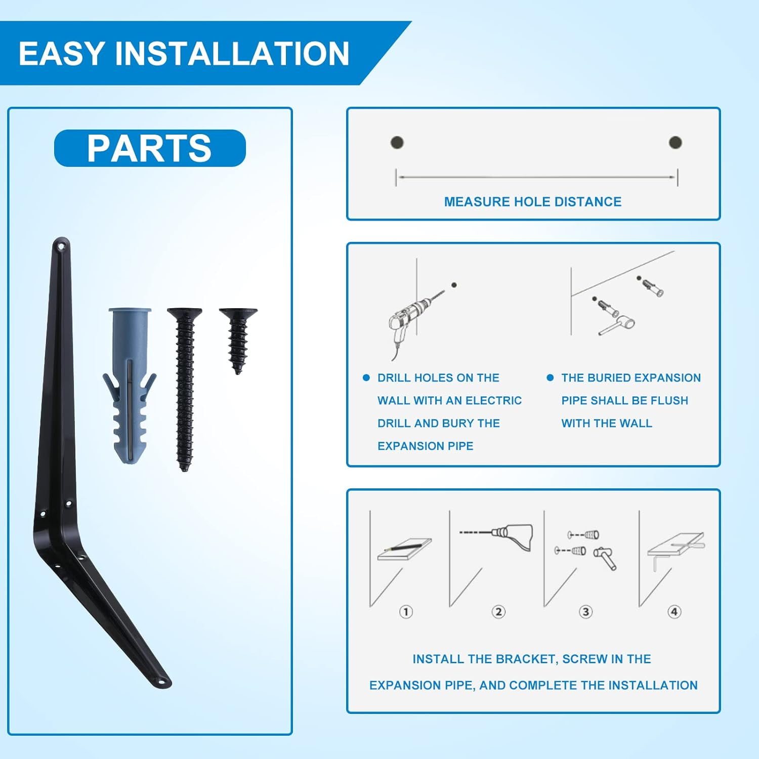 10 Pack Shelf Bracket 10 Inch ,Heavy Duty Shelf Brackets,Floating Shelf Bracket L Brackets,Metal Shelf Brackets for Wall, 10”L x 8”H x1.7”W
