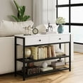 thumbnail image 6 of Console Table with 2 Drawers, 40 Inch Sofa Table with 3-Tier Storage Shelves, Vintage Hallway Foyer Table Entryway Table, White, 6 of 6