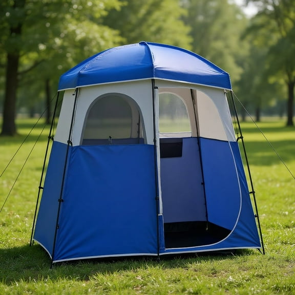 Resenkos Double-Room Camping Toilet Tent with Floor and Portable Storage Bag-Blue, Beach Shade Tent, Easy Pop Up Beach Shade Beach Tent, Sun Shelter Instant Portable Beach Tent Umbrella