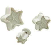 Ateco 1958 Star Plunger Cutters, Set of 3 Sizes, for Cutting Decorations & Direct Embossing, Spring-loaded Handle, Food Safe Plastic
