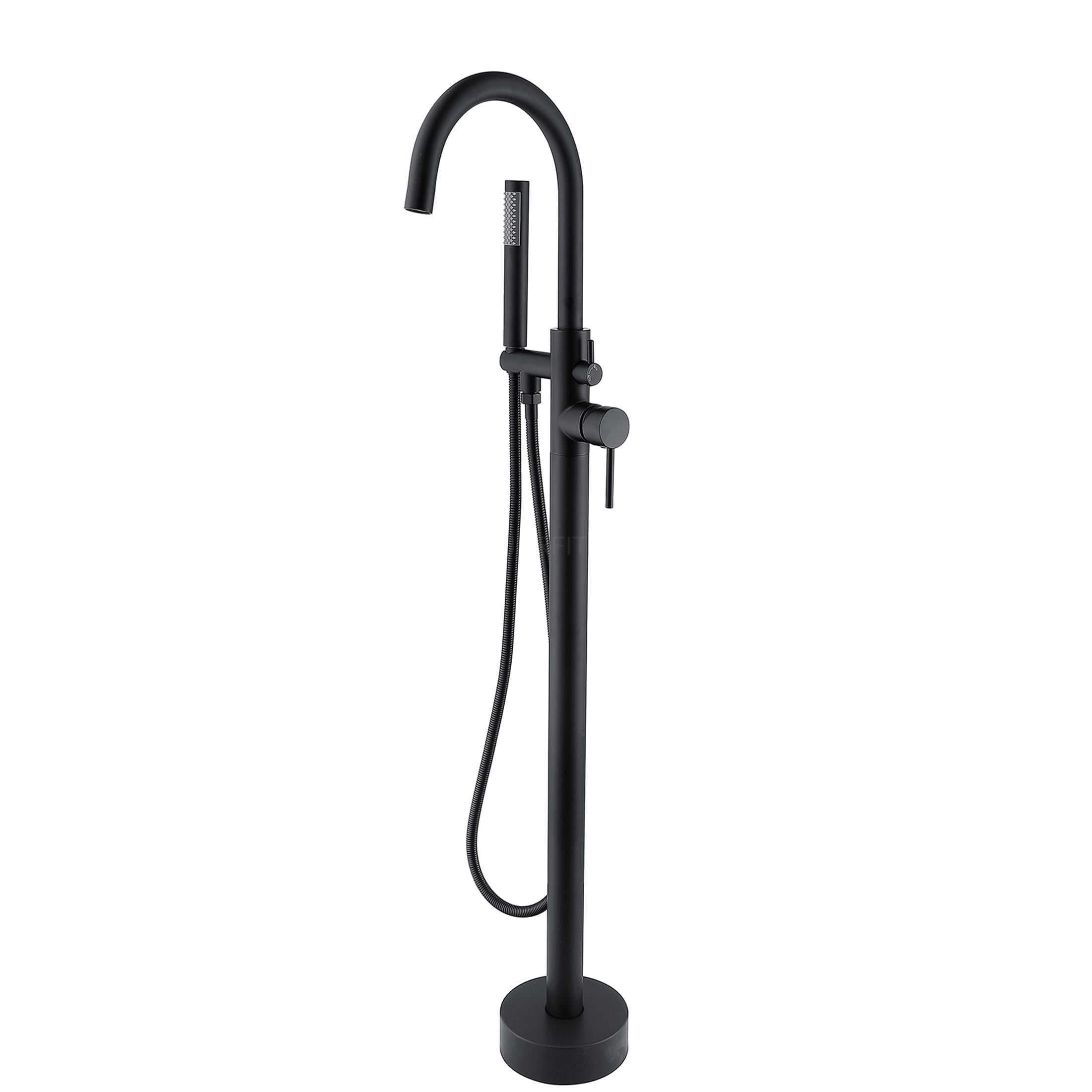 JERFIT Matte Black Freestanding Tub Filler with Hand Shower, 3.9 GPM Modern Bathtub Faucet for Master Bathroom