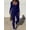 Navy Blue, variant on Women's Long Sleeve V Neck Jumpsuit, Stretch One Piece Workout Bodysuit for Fitness, Yoga and Activewear