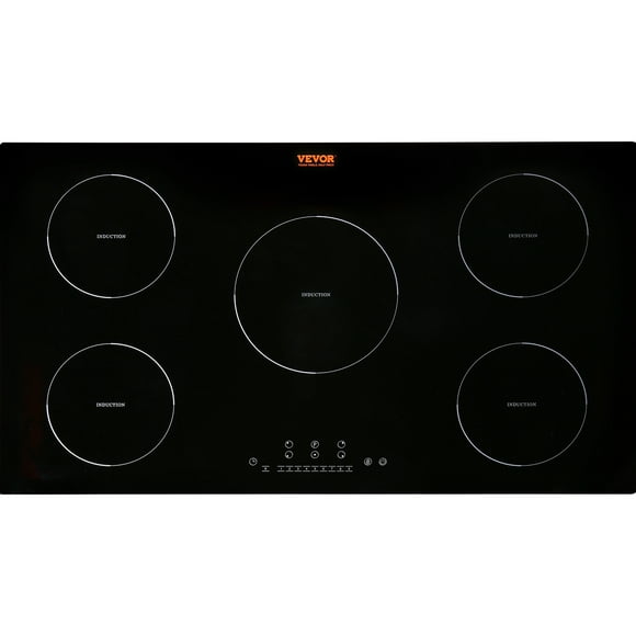 VEVOR Electric Cooktop, 5 Burners, 36'' Induction Stove Top, Built-in Magnetic Cooktop 9200W, 9 Heating Level Multifunctional Burner, LED Touch Screen w/ Child Lock & Over-Temperature Protection
