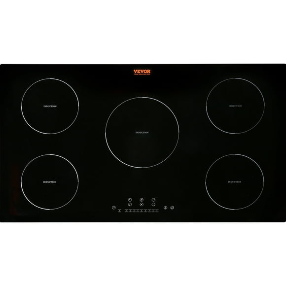 VEVOR Plaque de Cuisson Électrique, 5 Brûleurs, 36 '' Cuisinière à Induction, Table de Cuisson Magnétique Intégrée 9200W, 9 Niveau de Chauffage Brûleur Multifonctions, Écran Tactile LED W / Verrouillage de l'Enfant et Protection contre les Surchauffes