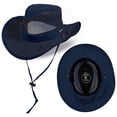 thumbnail image 6 of Panama Jack Men’s Mesh Crown Safari Sun Hat, Beach Hats for Men with Adjustable Chin Cord, Medium, Navy, 6 of 8