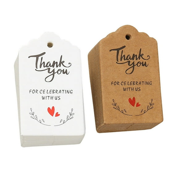 OUNONA Thank You Card Decorations with Assorted Color Paper Tags for Gift Decor 200pcs