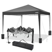 10'x10' EZ Pop Up Canopy Tent Outdoor Party Instant Shelter Portable Folding Beach Canopy with 4 Sandbag & Carrying Bag, Black