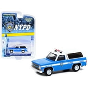 1985 Chevrolet K-5 Blazer Light Blue and White "New York City Police Department" (NYPD) 1/64 Diecast Model Car by Greenlight