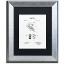 Trademark Fine Art "Baseball Curver Patent 1909 White" Canvas Art by Claire Doherty, Black Matte, Silver Frame