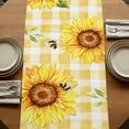 thumbnail image 5 of Sunflowers 70 Inch Table Runner, Yellow Plaid Sunshine Vintage Country Bee Farmhouse Dresser Scarf Cotton & Linen Tablerunner for Dining/Kitchen Island/Holiday Party Décor 13" x 70", 5 of 9