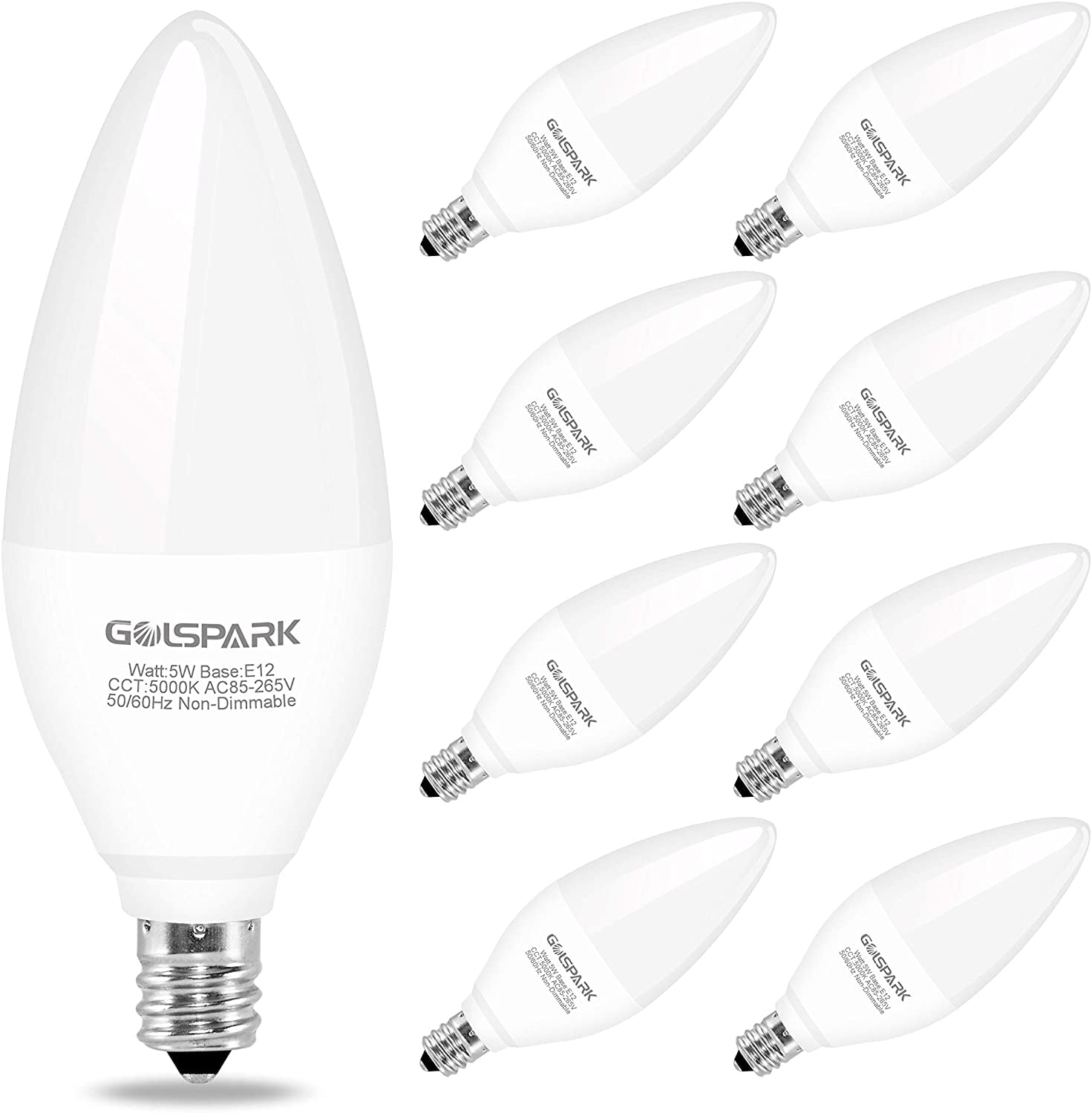 E12 LED Candelabra Light Bulbs,8 Packs Ceiling Fan Light Bulbs ...