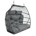 thumbnail image 1 of Sunnydaze Chaise Suspendue Double en Forme d'Œuf avec Coussin et Appuie-Têtes - Gris Foncé, 1 of 10
