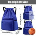 thumbnail image 4 of Muka Swim Bag Gym Backpack Drawstring Beach Backpack for Men Women Swimming with Wet & Dry Compartment, Water Resistant Fabric-Royal Blue, 4 of 6