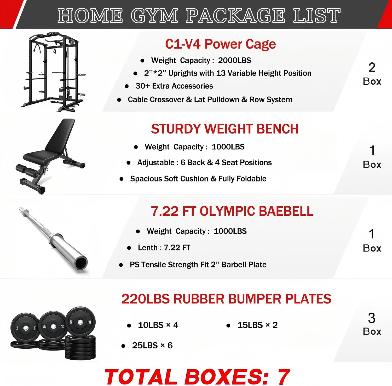 Power Cage, 2000LBS Squat Rack with LAT Pulldown, Multi-Function Weight Cage Strength Training Machine, Workout Cage with More Attachments for Home Gym Garage