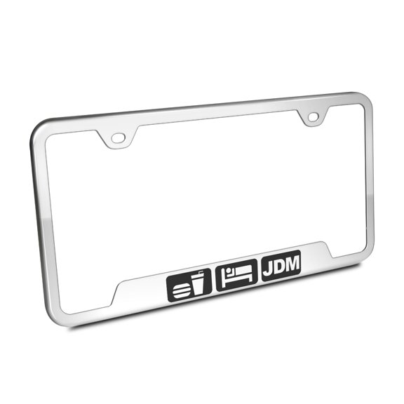 Eat Sleep JDM Chrome Stainless Steel 50 States License Plate Frame
