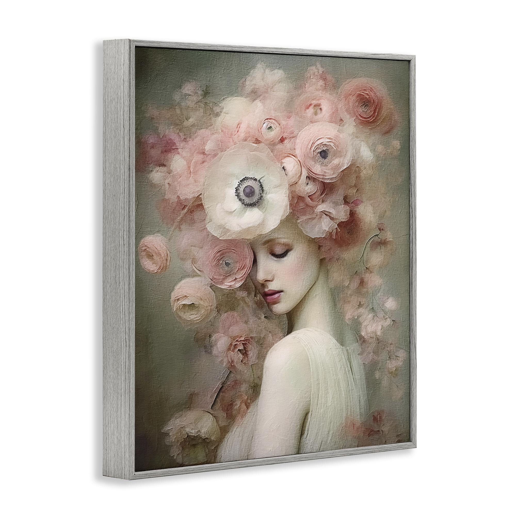 Stupell Industries Blush Florals Portrait Novelty Painting Gray Framed Art Print Wall Art, 11 x 14