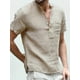 thumbnail image 1 of QUTETN Boho Men'S Linen Blend Shirt - Half Button Short Sleeve Tunic Top With Stand Collar, Relaxed Fit Beachwear, Plus Size, 1 of 4