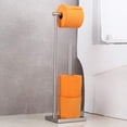 thumbnail image 4 of Porte-papier Hygiénique Autoportant avec Réserve, Support sur Pied Antirouille en Acier Inoxydable SUS 304 pour Rouleaux de Papier Hygiénique, Rangement au Sol, Fini Brossé Moderne, 4 of 8