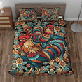 thumbnail image 3 of Lotusprinthandmade Floral Rooster Quilt Bedding Set (Fold Hem) 5 Sizes (Made in Vietnam) (80x90), Rustic Rooster And Floral Quilt Bedspread, 3 of 5