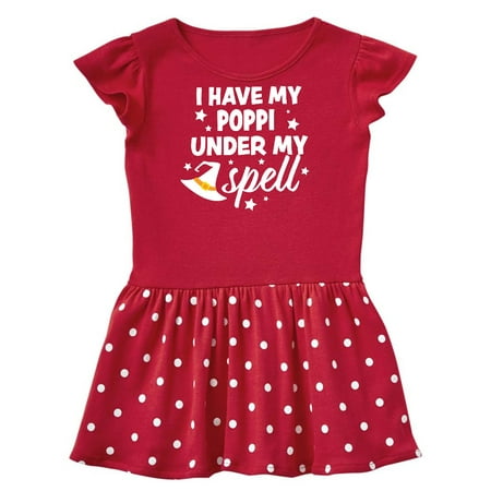 

Inktastic I Have My Poppi Under My Spell with Cute Witch Hat Gift Toddler Girl Dress