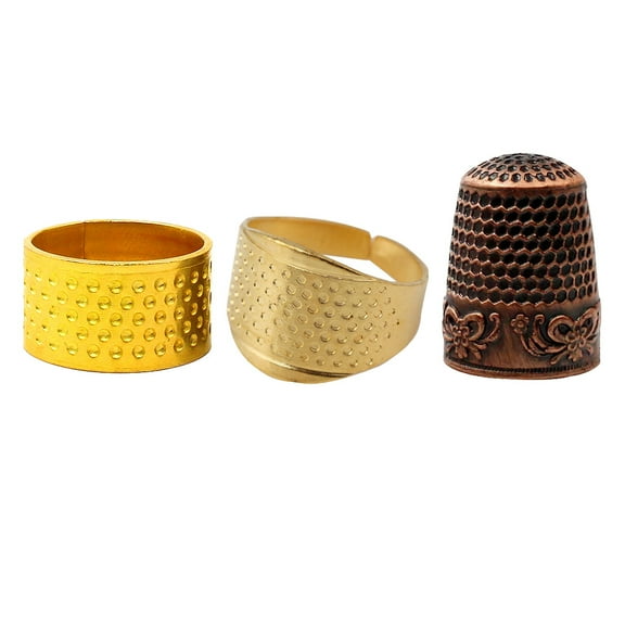TABLZONE Metal Finger Thimble Set, 3pcs Alloy Rose Sewing for Hand Stitching and Craft Work