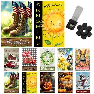 Country Charm Garden Flags (Set of 10) Double Sided 12 x 18 inch Seasonal Flags Outdoor with Anti-Wind Clip Stopper