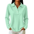 thumbnail image 3 of LNZGNM Polo Shirts for Women Long Sleeve Collared Classic Comfortable with Lightweight Top Smart Daily Leisure,Light Green(XXL), 3 of 7