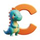 thumbnail image 1 of Fiudx Liquidación de ofertas flash Colgante de dinosaurio de 26 letras de acrílico para Navidad, colgante decorativo para fiesta de dinosaurios, 1 of 2