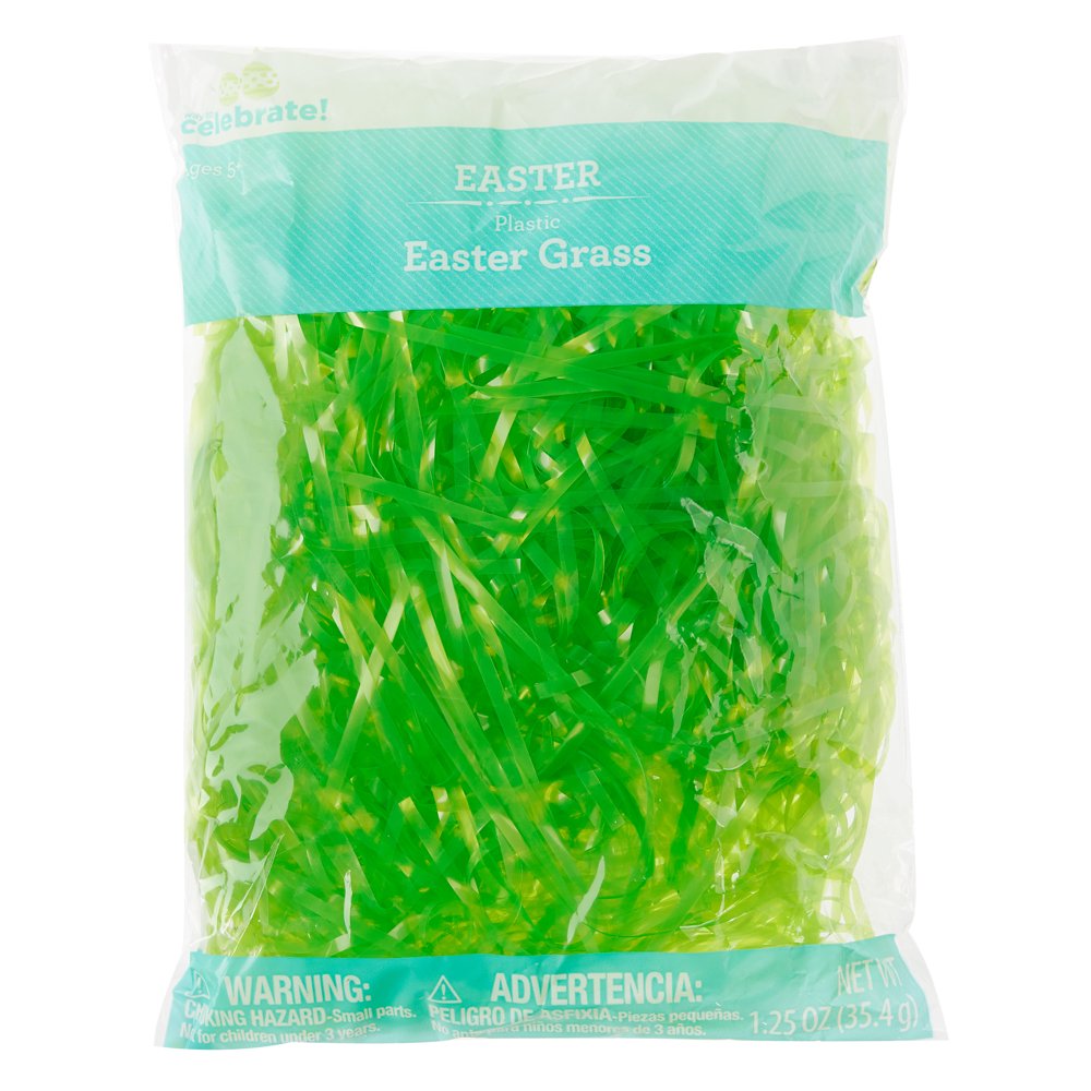 Way To Celebrate Easter Plastic Easter Grass, Green, 1.25 oz Walmart