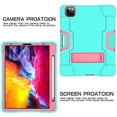 thumbnail image 3 of iPad Pro 11 inch 2nd Generation 2020 Shockproof Case with PET Screen Protector, Dteck Heavy Duty Anti-impact Rugged Hybrid 3 Layer Full Body Protection Case Built-in Kickstand, Mint+Rose, 3 of 7