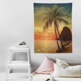 thumbnail image 4 of Chilfamy  Ocean Tapestry, Havana Beach Sunny Tropics Mountains Rocks and Coconut Palm Trees, Wall Hanging for Bedroom Living Room Dorm Decor, 30x40 Inch, Dark Green Pale Brown, 4 of 7