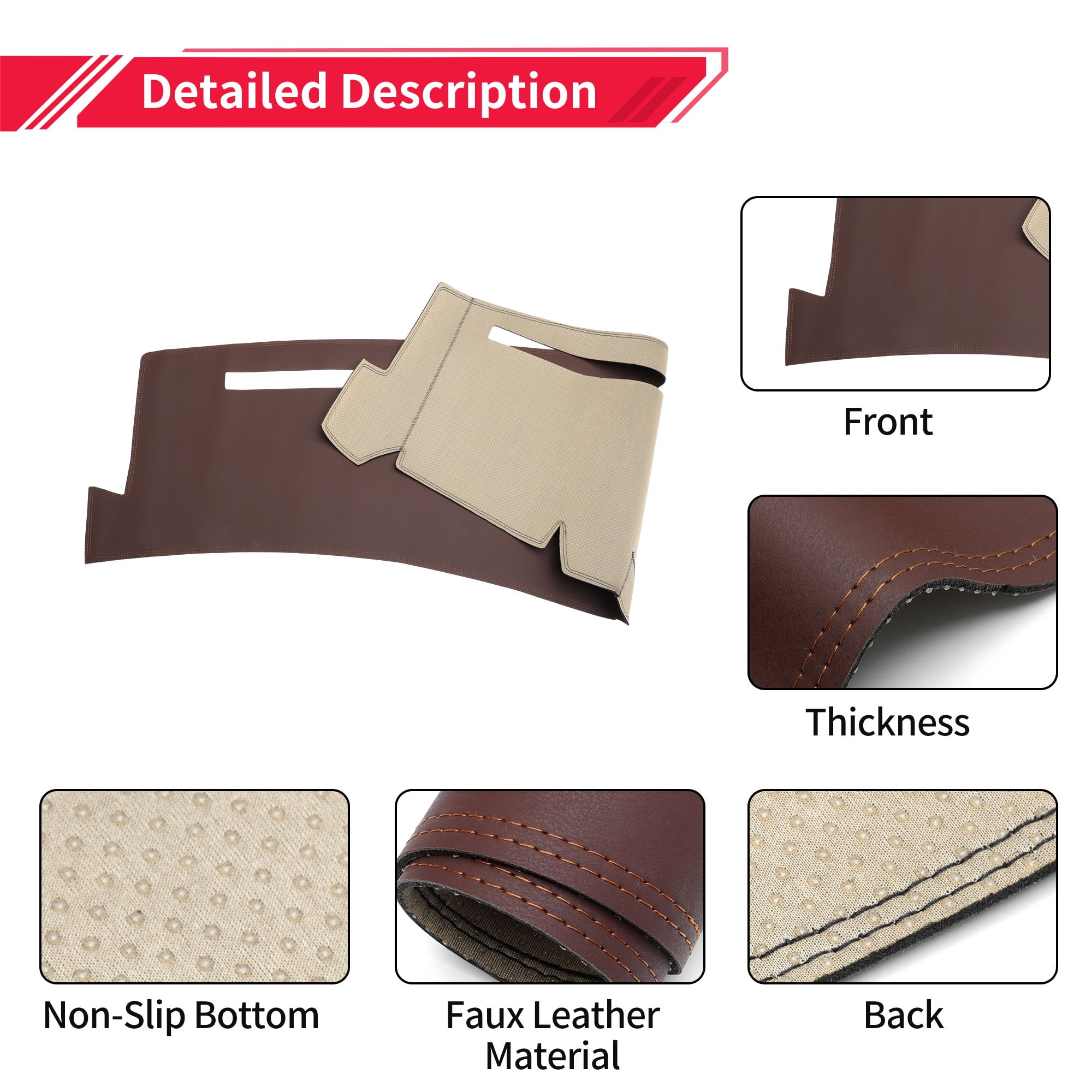 Dashboard Cover Dash Cover Mat Carpet for Chevrolet Silverado 1500 2000-2006 Brown Faux Leather 1 Pc Anti-Slip Car Interior