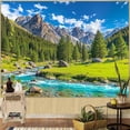 thumbnail image 7 of Nature Forest Mountain Tapestry Green Pine Tree Wall Tapestry for Bedroom Aesthetic River Landscape Small Tapestries Wall Hanging for Dorm Living Room Decor 90 x 60 Inch, 7 of 7