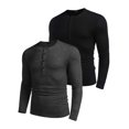 thumbnail image 3 of COOFANDY Men's 2 Pack Henley Shirts Long Sleeve Slim Fit Casual T-Shirt Lightweight Button Soild Basic Tees, 3 of 10