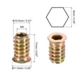 thumbnail image 2 of Uxcell Wood Furniture M6x17mm Threaded Insert Nuts Interface Hex Socket Drive 10Pack, 2 of 6