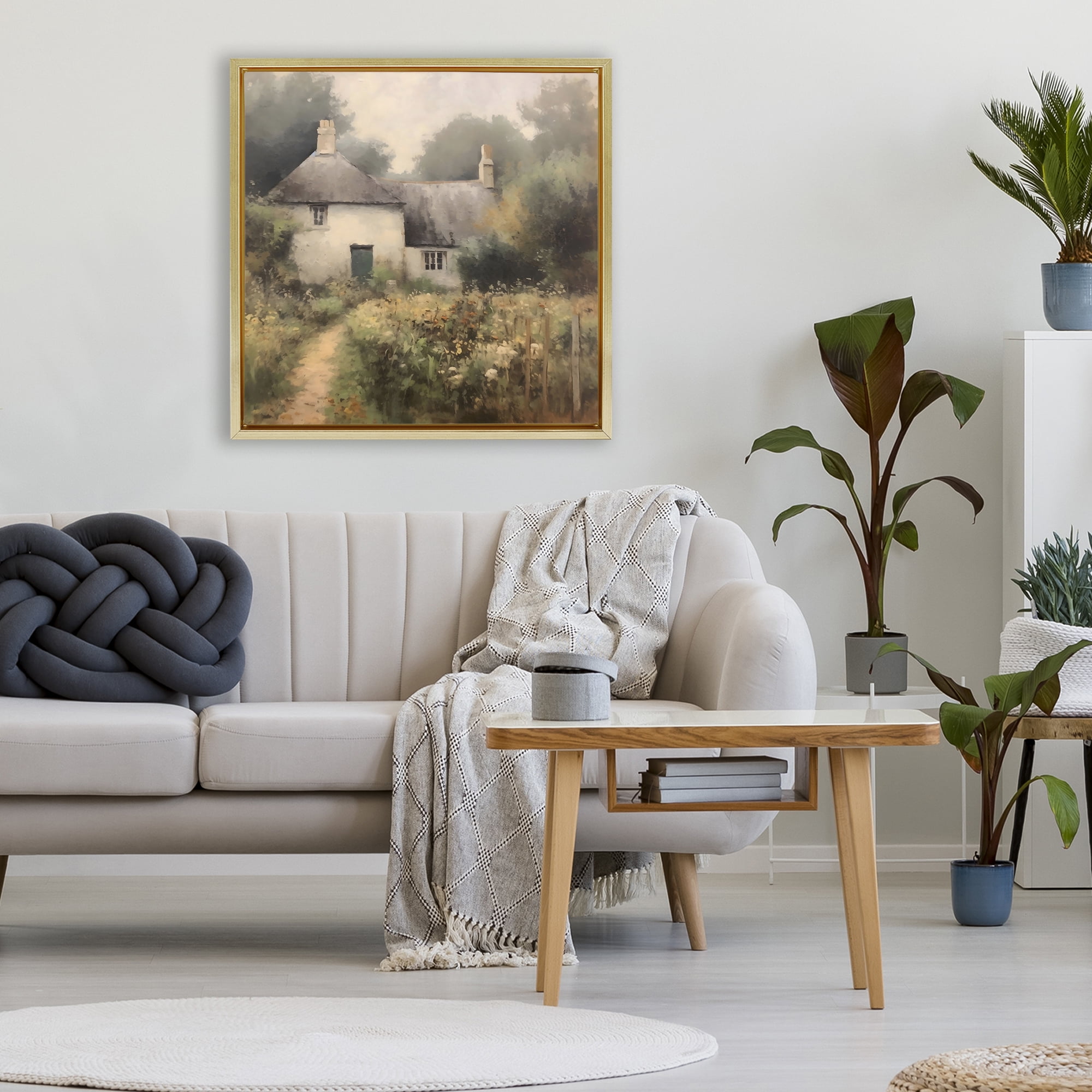 Stupell Industries Cottage Comfort in Summer Garden Gold Framed Floater Canvas Wall Art, design by Creative Studio