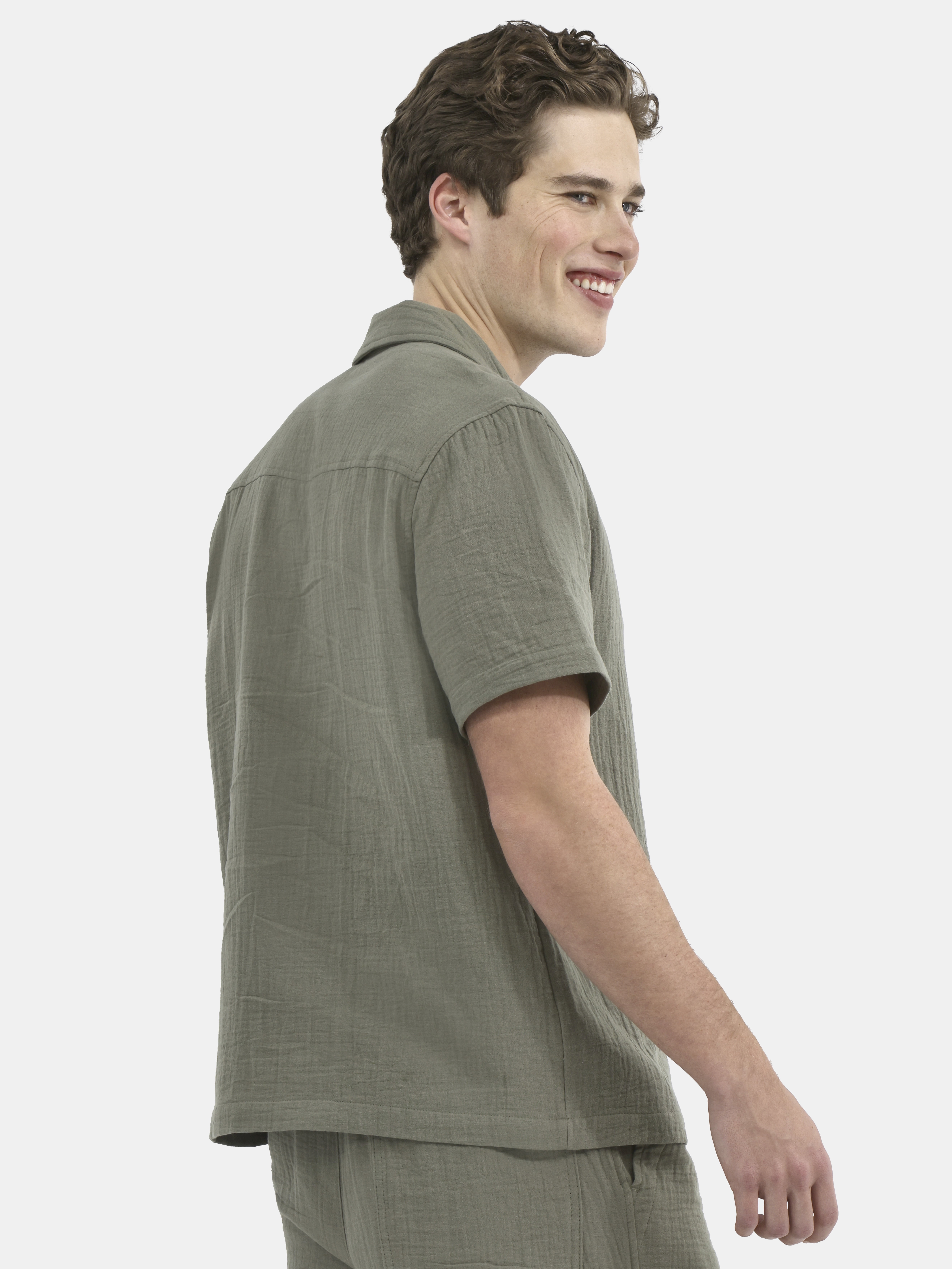 No Boundaries Men's & Big Men's Cotton Gauze Button Front Shirt, Sizes XS-5XL