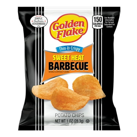 Golden Flake Sweet Heat Barbecue Thin & Crispy Potato Chips, Gluten-Free, 1 oz Bag