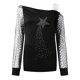 thumbnail image 5 of Camisas casuales florales de manga larga para mujer, jersey con hombros descubiertos, blusa holgada con lentejuelas brillantes, Tops tipo túnica Pompotops gfhjh20305, 5 of 8