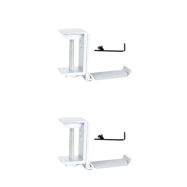 Seitruly Soporte Universal de aleación de aluminio para auriculares, colgador plegable ajustable para auriculares, soporte para auriculares Blanco Tipo 1 2Conjunto
