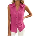 thumbnail image 2 of Yievot Womens Button Down Sleeveless Shirt with Pockets Collared Casual Summer Office Workwear Tops, 2 of 8