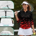 thumbnail image 6 of Uorisanigo Love Heart Womens 3/4 Sleeve Golf Shirts Size L Soft Fashionable Quick Dry Athletic Polo Shirts Versatile Zipper Neck Tennis Tops Casual Outing Wear for Workout Sports, 6 of 7